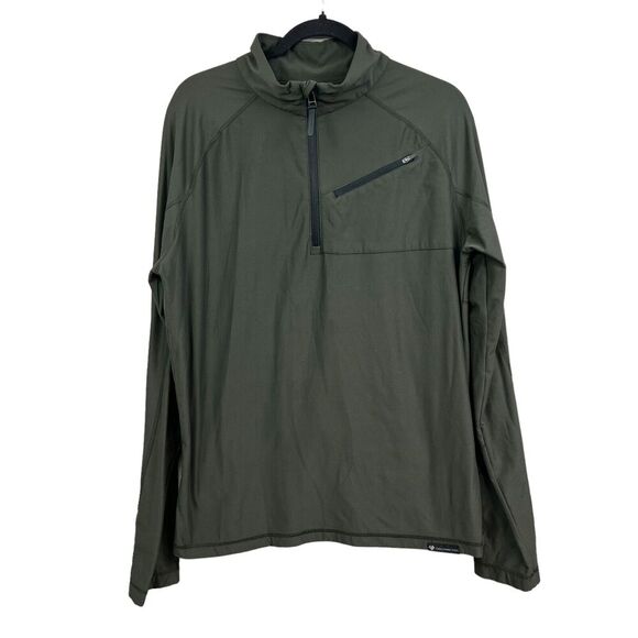 Obermeyer Aspen Colorado Womens Sweater Quarter Zip Stretch Mock Neck Green Sz L - Picture 1 of 6